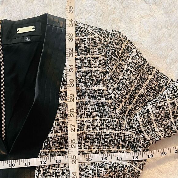 Alexia Admor Women's Black & White Zenia Tweed V-Neck Fit & Flare Dress Size 6 - Picture 9 of 9